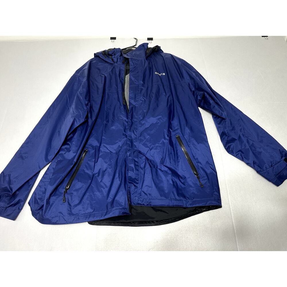 Orvis XL Waterproof Rain Jacket Blue Hooded Outdoor Hiking